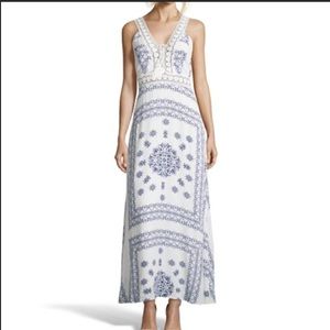 Romeo & Juliet Couture white & blue maxi dress.
